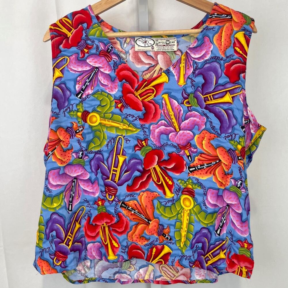 BAYOU WEAR Art 4 Now New Orleans Jazz Fest Printed Tank Top Multicolor Size 2XL